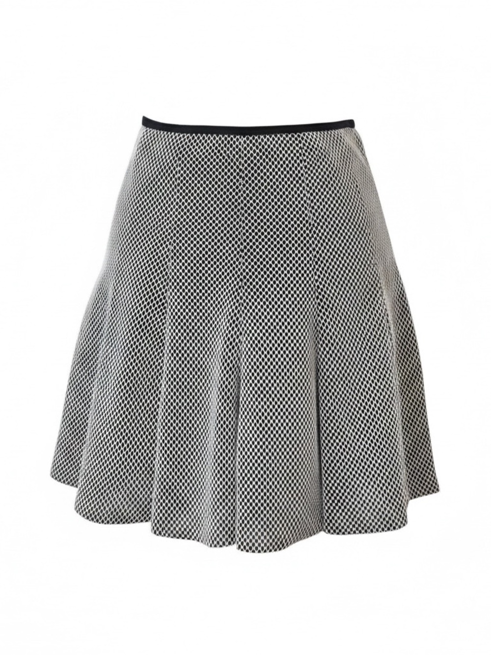 Skater Skirt Black & White Diamond-Grid Pleated by SANDRO PARIS Made in France